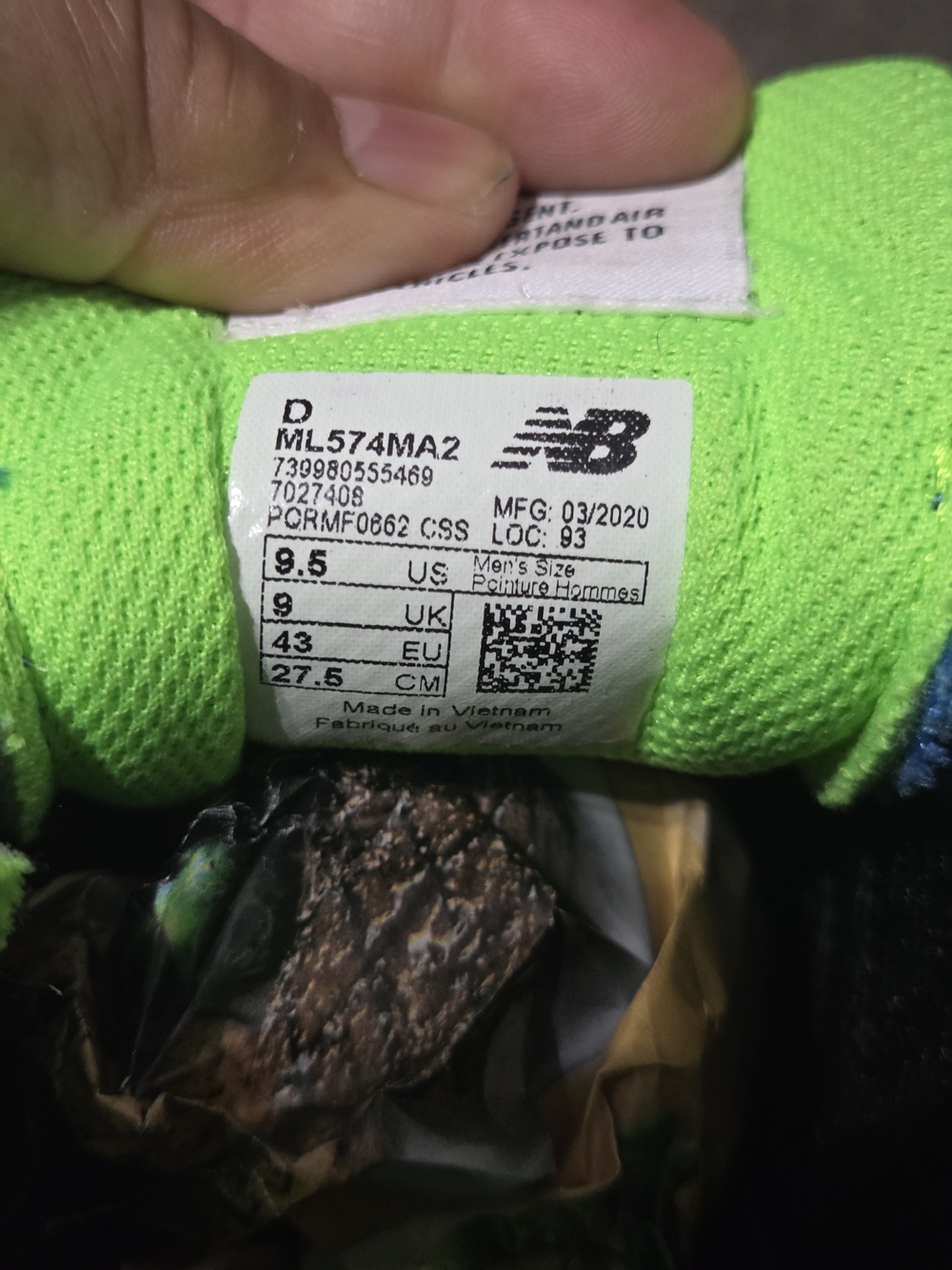 New Balance 574 Black Energy Neon Multicolor Retro Women Sneakers. Size 9.5D - Picture 11 of 11